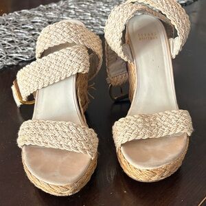 Stuart Weitzman Tan Woven Espadrilles